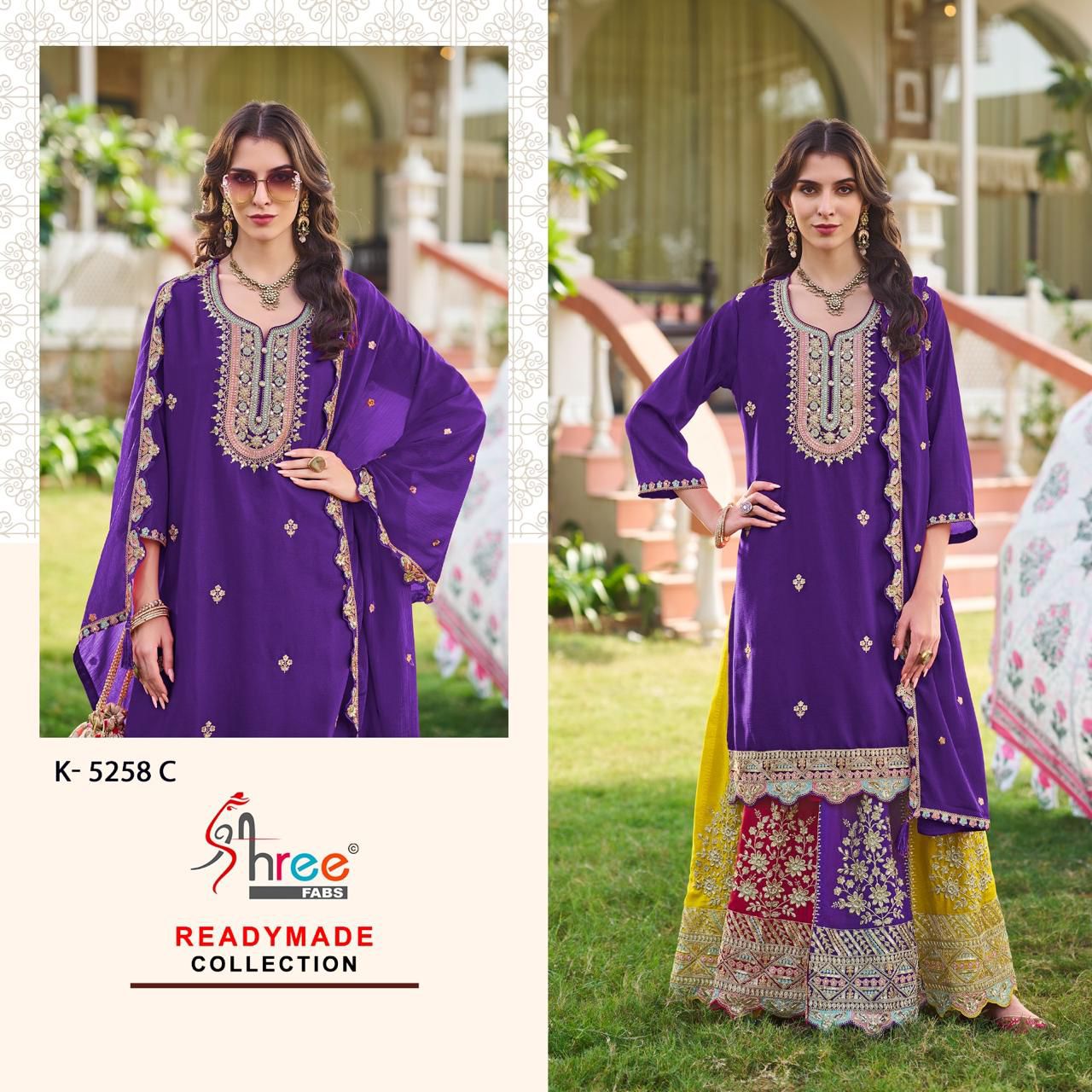 K 5258 By Shree Fabs Chinon Readymade Suits Wholesale Shop In Surat